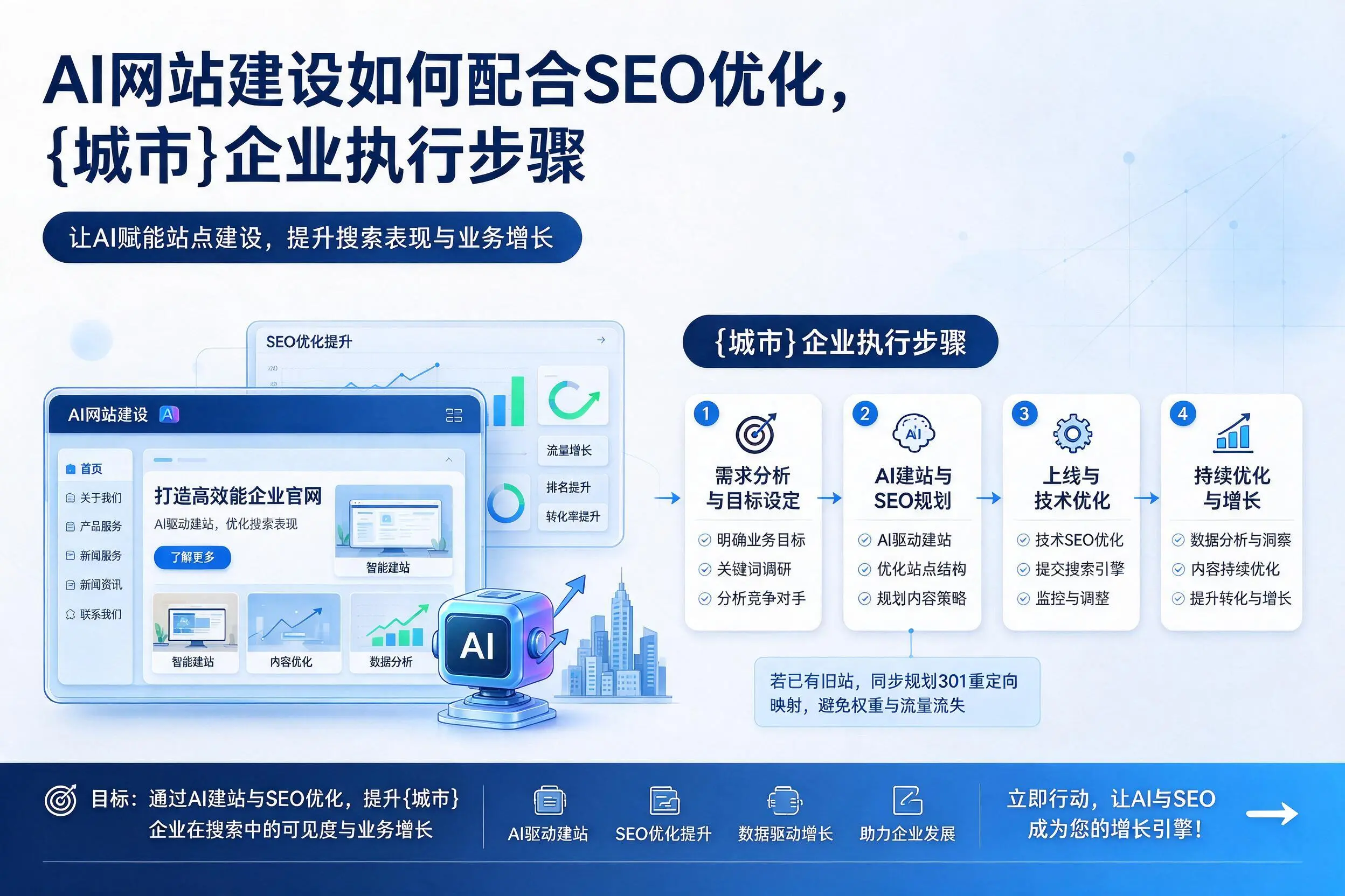 AI网站建设如何配合SEO优化,武汉企业执行步骤