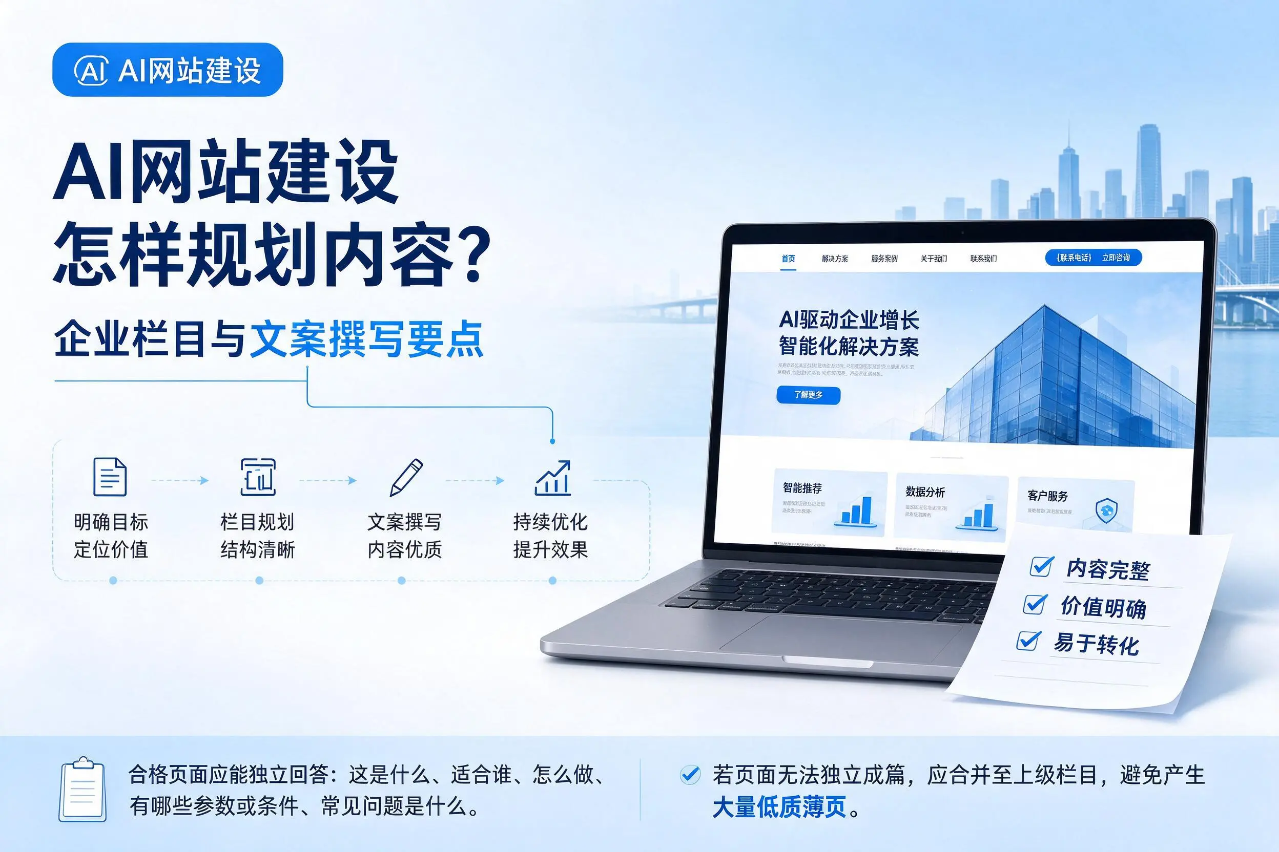 AI网站建设怎样规划内容？武汉企业栏目与文案撰写要点